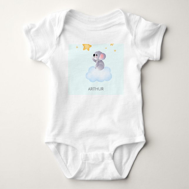 Body Para Bebê Coala Fofo Sentado Na Nuvem (Frente)