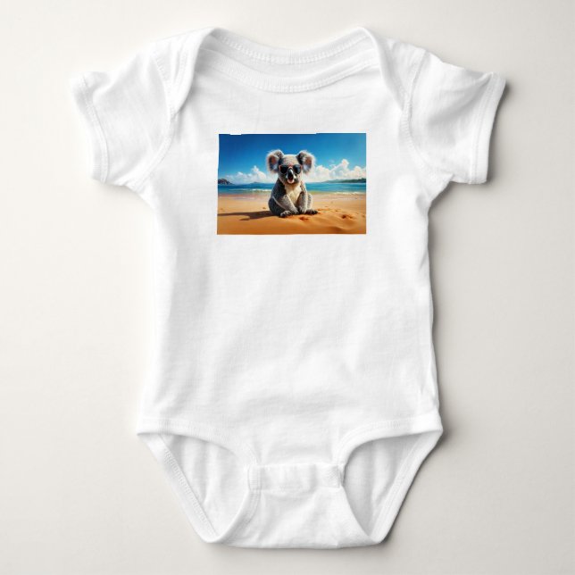 Body Para Bebê Coala numa praia arenosa  (Frente)