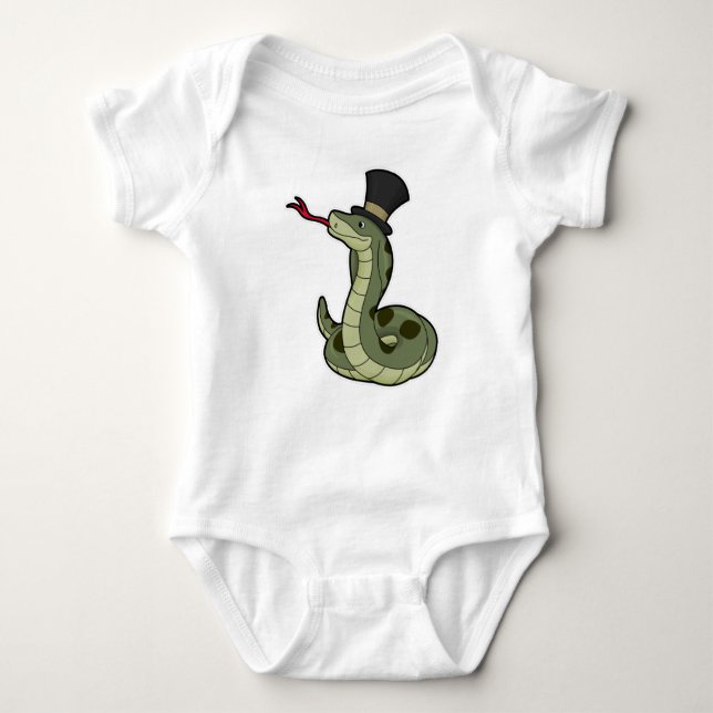 Body Para Bebê Cobra como Cavalheiro e Chapéu (Frente)