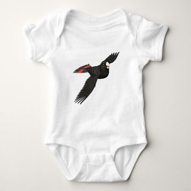 Body Para Bebê Cockatoo preto atado vermelho (Frente)