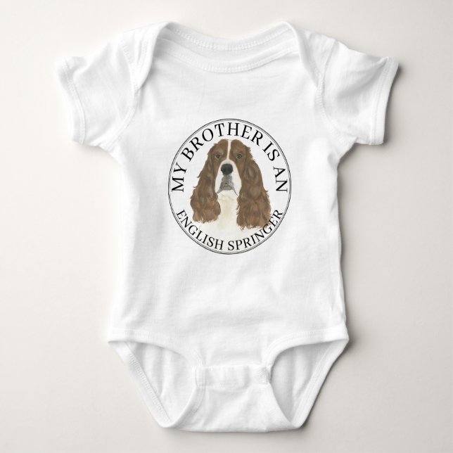 Body Para Bebê Cocker Spaniel Inglês Fígado e Branco (Frente)