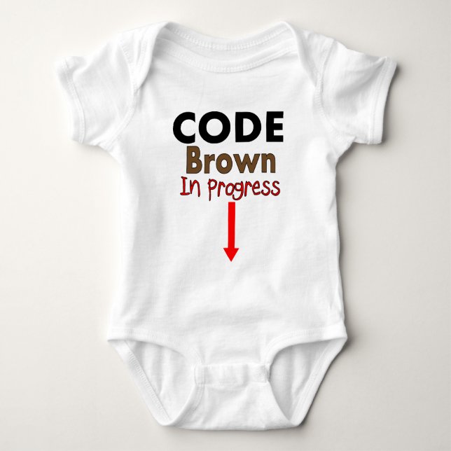 Body Para Bebê Codifique t-shirt EM ANDAMENTO dos miúdos de Brown (Frente)