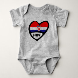 Body Para Bebê Código do país Croácia Flag Heart Hrvatska HRV