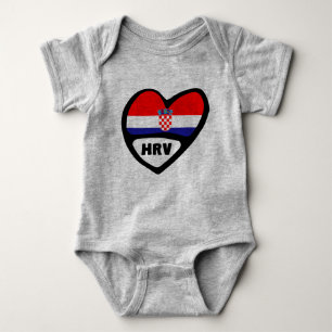 Body Para Bebê Código do país Croácia Flag Heart Hrvatska HRV