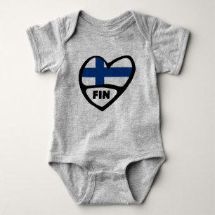 Body Para Bebê Código do País Finlândia Flag Heart, FIN