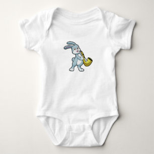 Body Para Bebê Coelhinha na Música com Saxofone