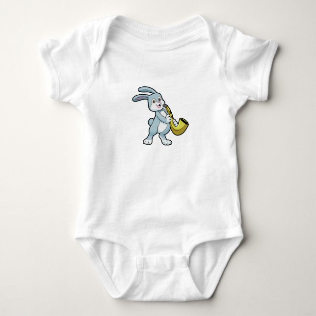 Body Para Bebê Coelhinha na Música com Saxofone (Frente)