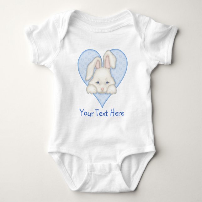 Body Para Bebê Coelhinho Branco - Azul (Frente)