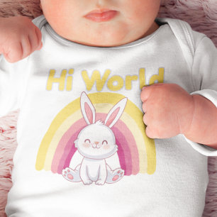 Body Para Bebê Coelhinho com arco-íris colorido