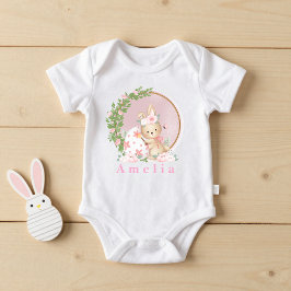 Body Para Bebê Coelhinho da Páscoa no Jardim Bodysuit personaliza
