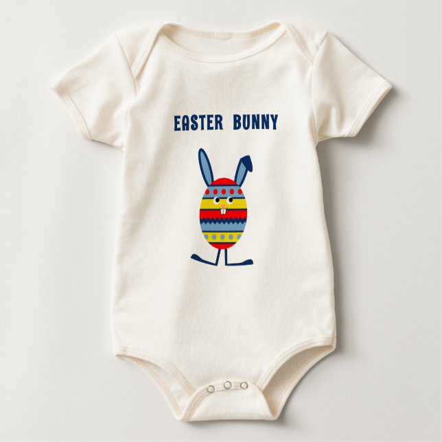 Body Para Bebê Coelhinho de ovo da Páscoa azul-bonito (Frente)