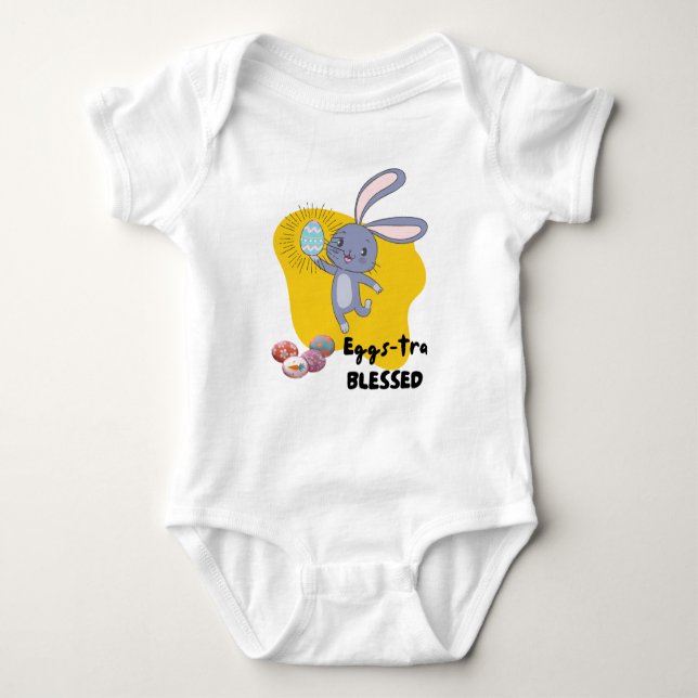 Body Para Bebê Coelhinho de Páscoa com tema T-Shirt / babuítes (Frente)