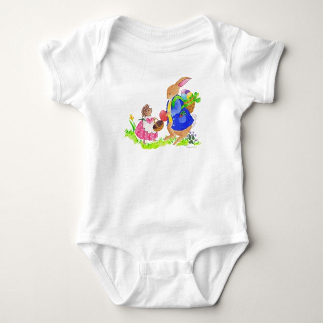 Body Para Bebê Coelhinho de Páscoa e ouriço de pelúcia (Frente)