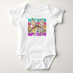 Body Para Bebê Coelhinho de Pásqua Feliz Laço Sedutor