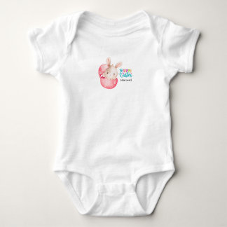 Body Para Bebê Coelhinho Feliz Páscoa Bebê - Corpo de Ovo em Aqua
