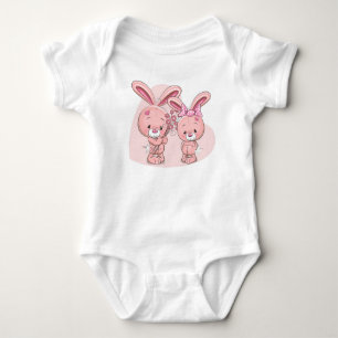 Body Para Bebê Coelhinhos do Amor