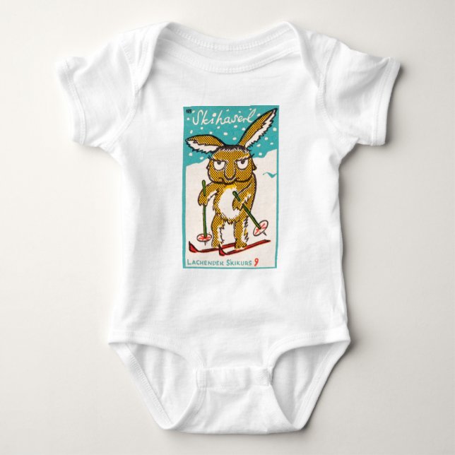 Body Para Bebê Coelho alemão do esqui (Frente)