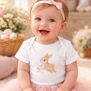 Body Para Bebê Coelho Bunny de Aquarela Doce Animal da Floresta 