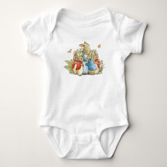 Body Para Bebê Coelho clássico com jaqueta azul (Frente)