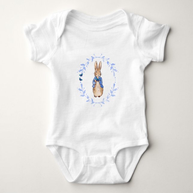 Body Para Bebê coelho clássico de jaqueta azul (Frente)