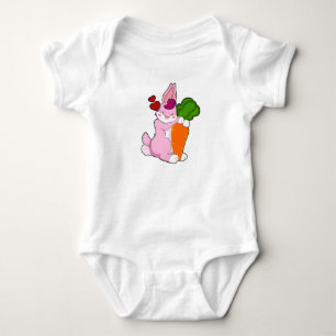 Body Para Bebê Coelho com Cenoura e Coração