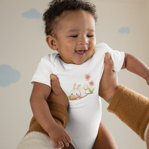 Body Para Bebê Coelho com Desenhar de Cartoon