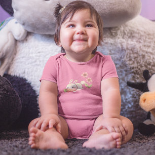 Body Para Bebê Coelho com Desenhar de Cartoon