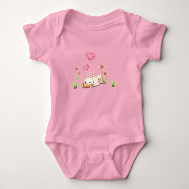 Body Para Bebê Coelho com Desenhar de Cartoon (Frente)