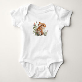 Body Para Bebê Coelho com Flores