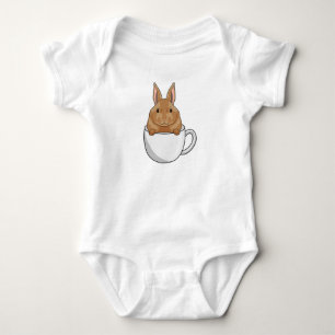 Body Para Bebê Coelho com Xícara de Café