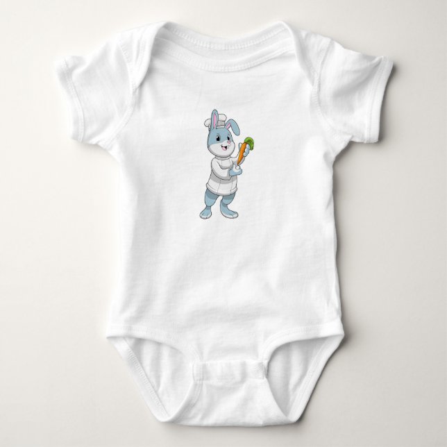 Body Para Bebê Coelho como cozinheiro com Cenoura (Frente)