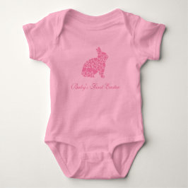 Body Para Bebê Coelho cor-de-rosa do coração da primeira páscoa