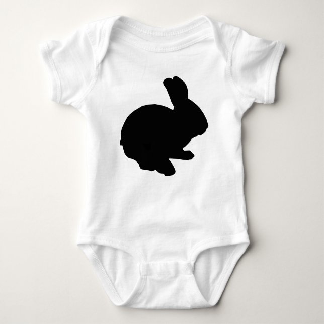 Body Para Bebê Coelho da Páscoa de Silhout Preto (Frente)