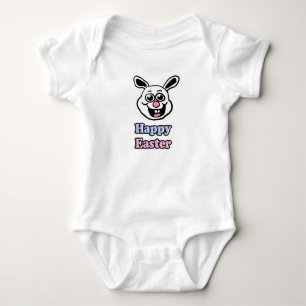 Body Para Bebê Coelho da Páscoa Feliz Retrô