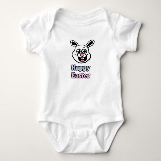 Body Para Bebê Coelho da Páscoa Feliz Retrô (Frente)