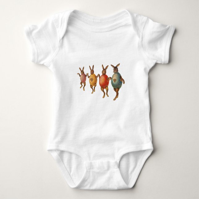 Body Para Bebê Coelho da Páscoa Ovos Dançantes (Frente)