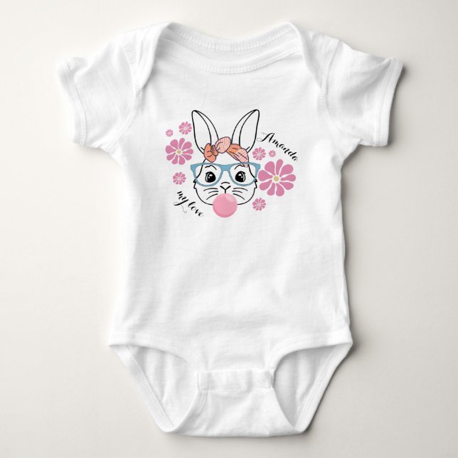 Body Para Bebê coelho da Páscoa personalizado bonito (Frente)