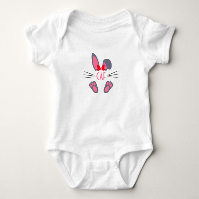 Body Para Bebê Coelho da Páscoa Rosa Monogramado (Frente)