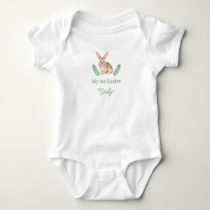 Body Para Bebê Coelho de Aquarela Com Orelhas Grandes Meu Primeir