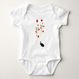 Body Para Bebê Coelho de Coelhinho com Flores de Papoila
