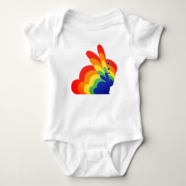 Body Para Bebê Coelho de Páscoa Arco-íris - Páscoa (Frente)