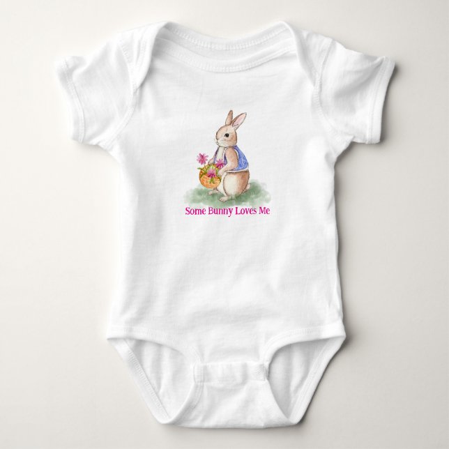 Body Para Bebê Coelho de Páscoa em Aquarela (Frente)