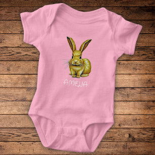 Body Para Bebê Coelho e nome personalizado