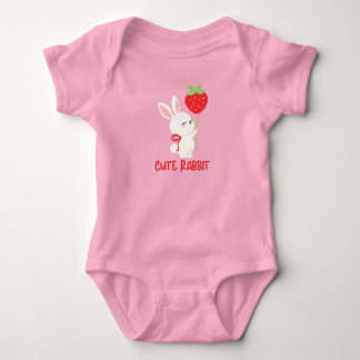 Body Para Bebê Coelho Fofo com Design Kawaii de Morango