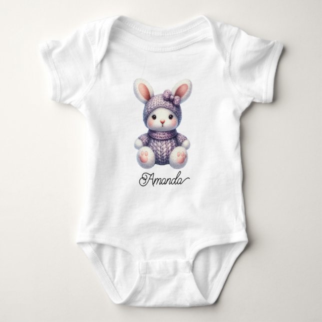 Body Para Bebê Coelhozinho de Bebê Tricotado Fofo (Frente)