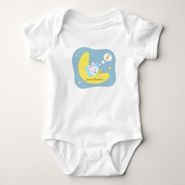 Body Para Bebê Coelhozinho Dormindo na Lua para Bebê Menino (Frente)