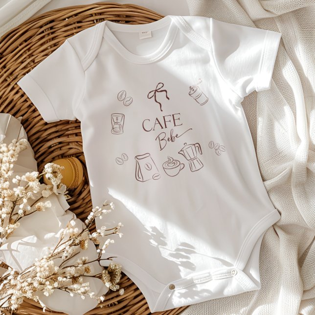 Body Para Bebê Coffee Theme Cafe Bebe Brewing Bow Baby Shower (Criador carregado)