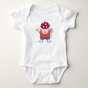Body Para Bebê Cogumelo como agricultor com Ax