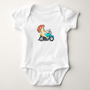 Body Para Bebê Cogumelo como Biker com Motocicleta