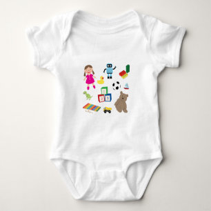 Body Para Bebê Colagem de Brinquedos para Crianças